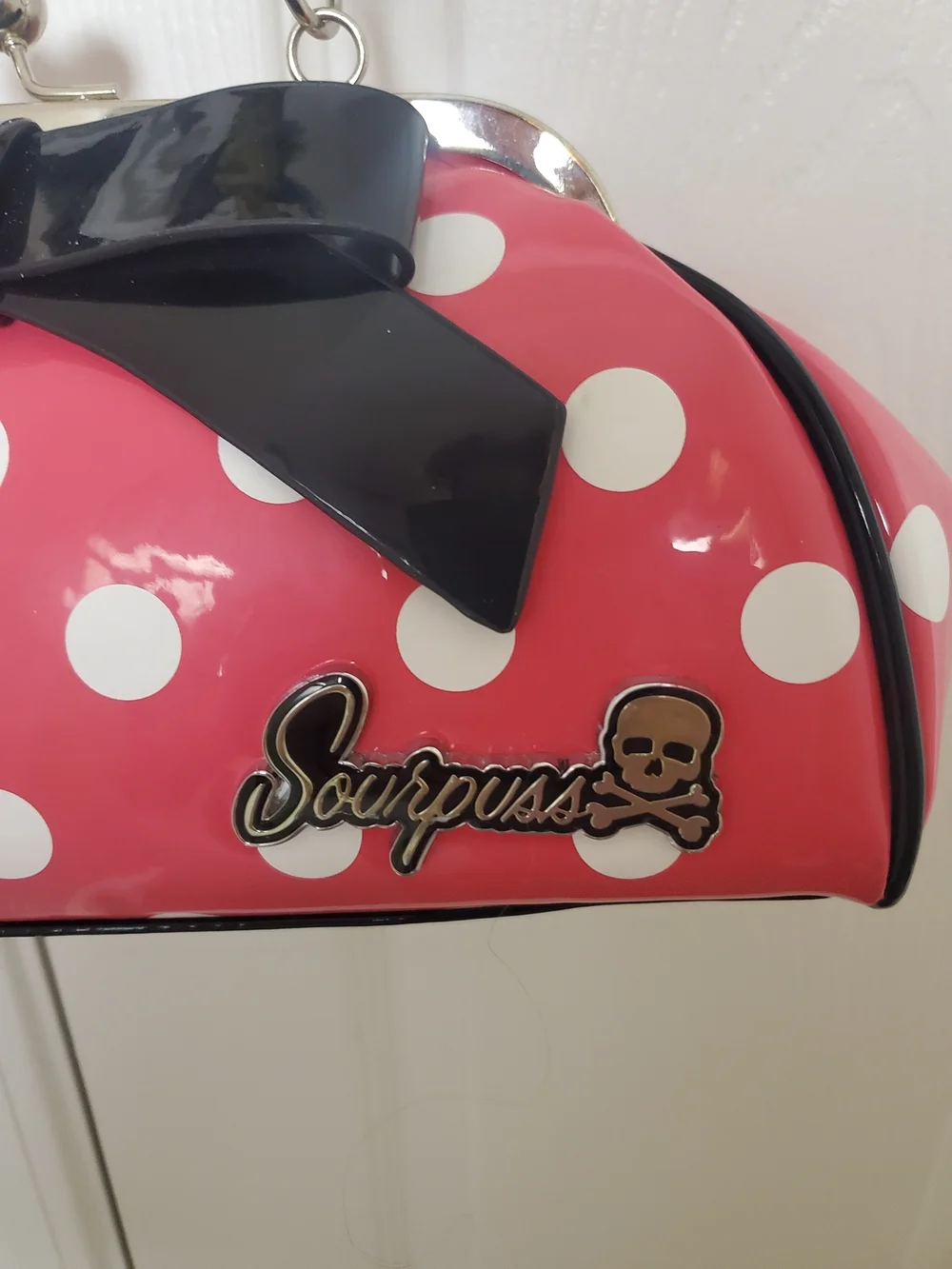 Sourpuss Floozy Purse Pink Polka Dot Rockabilly Pinup Handbag
